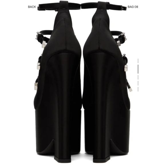 Versace Tempest Pointed Platform Pumps size EU 40 NEW Satin Black - Picture 2 of 7